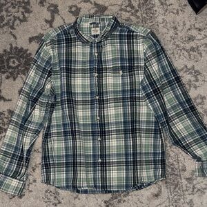 Marine Layer Blue and Green Plaid Button Down Shirt